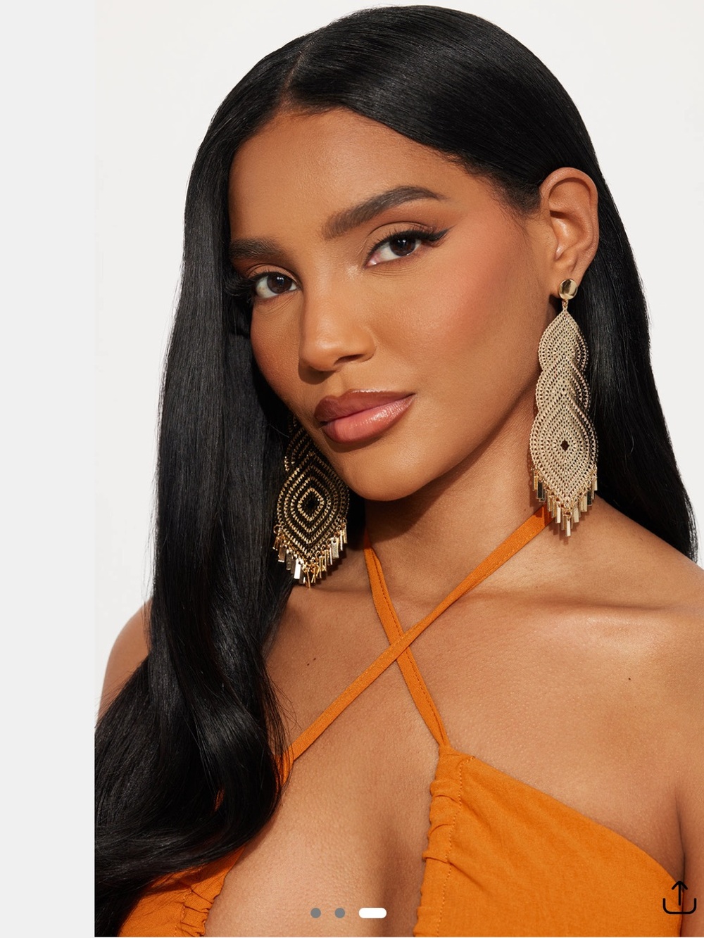 Fashion Nova Black & Gold Beaded Fringe Earrings